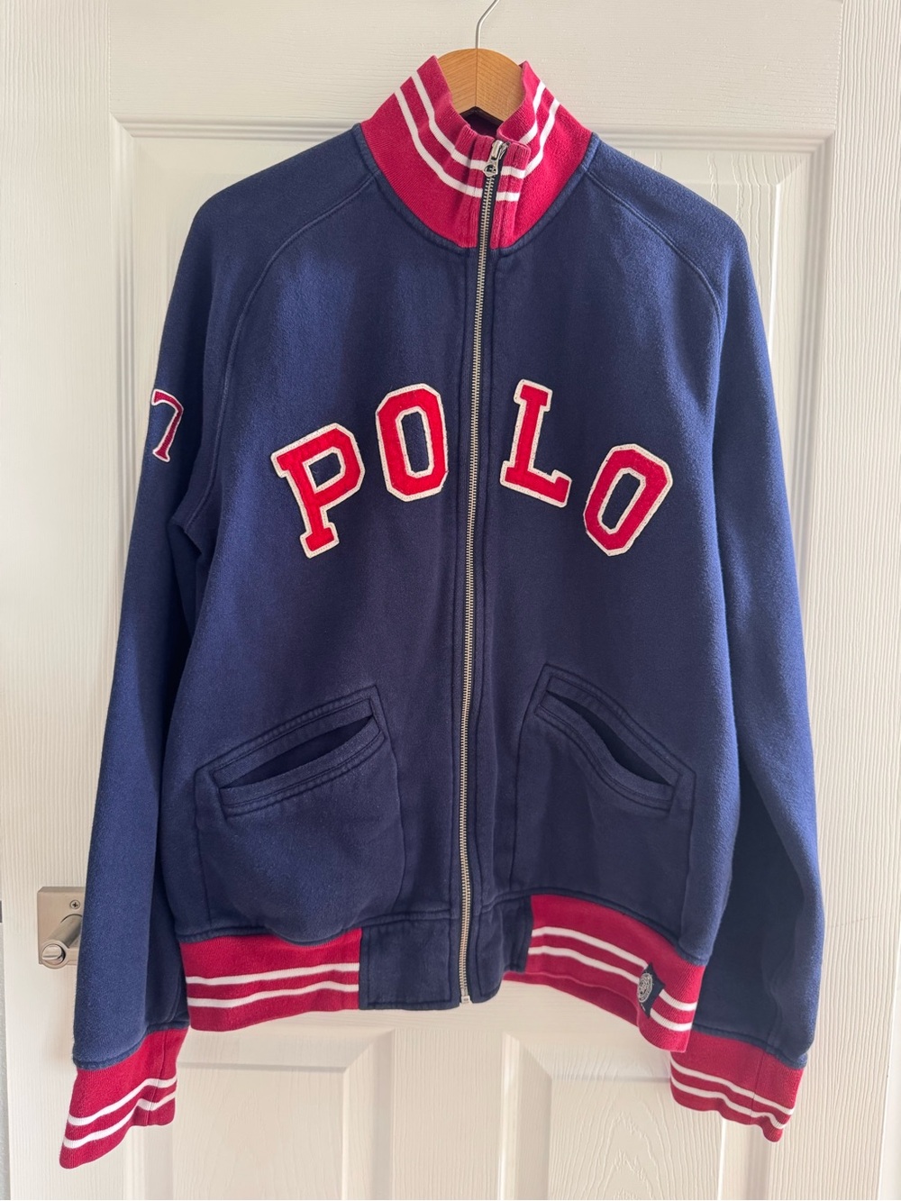 Ralph Lauren Navy and Red Polo Zip-Up Sweatshirt